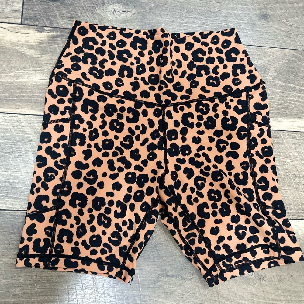 Leopard Print High-Waisted Bike Shorts